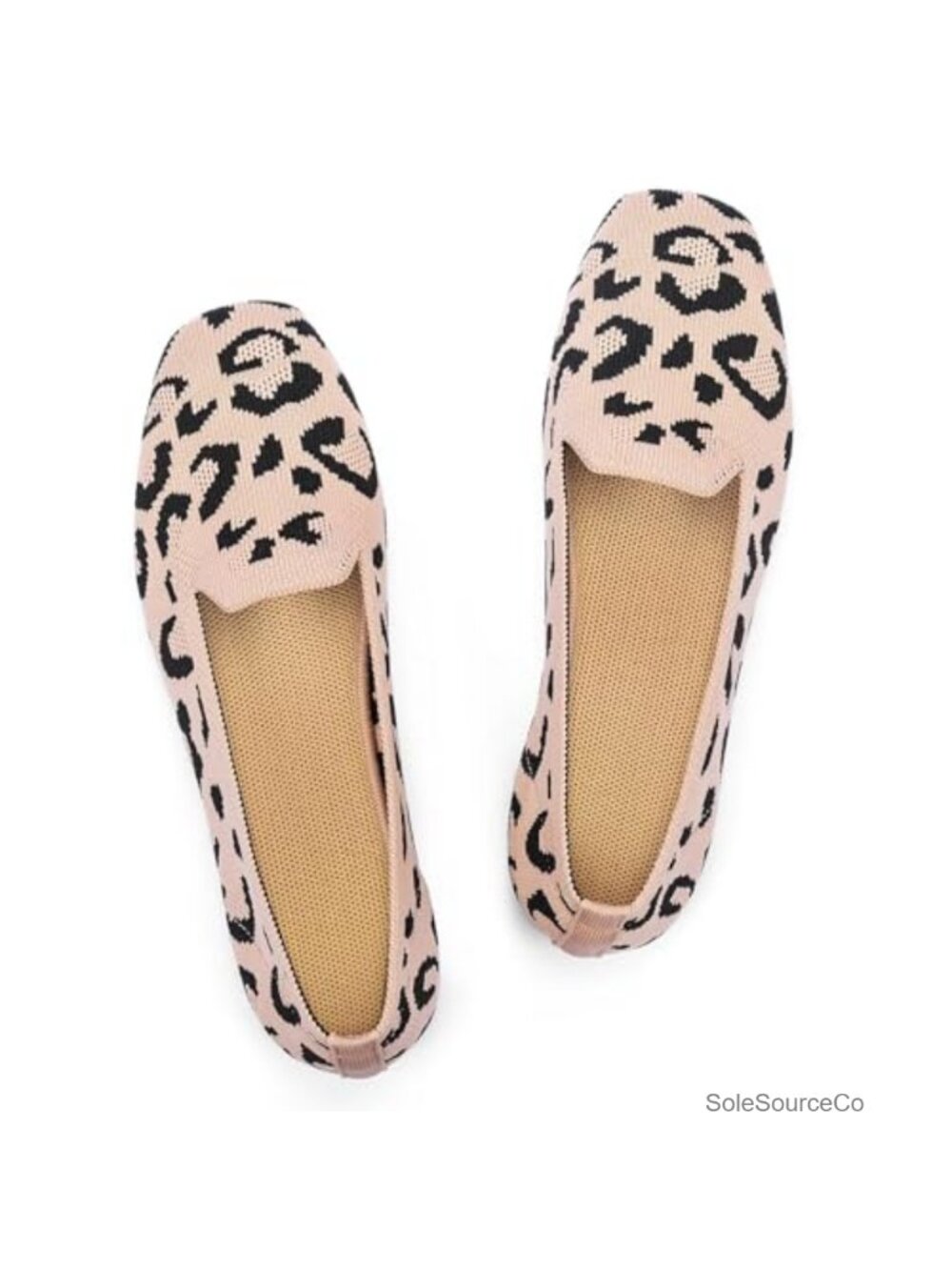 Women's Square Toe Knitted Fabric Loafer Flats Slip On Comfortable Office Work